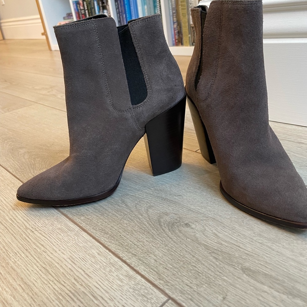 All Saints Senta Chelsea Ankle Bootie Boot Suede In Mink Grey